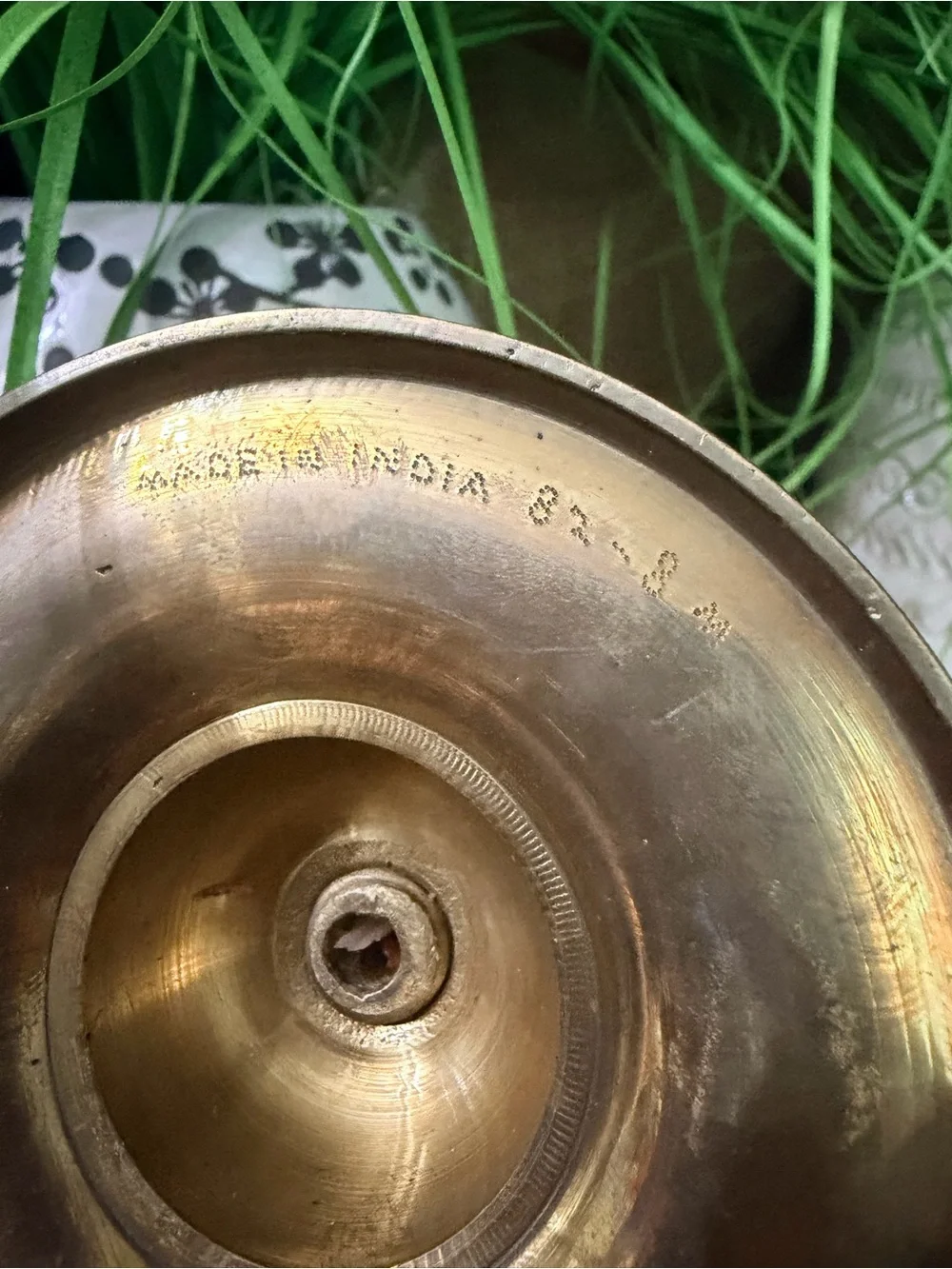 Vintage 1982 Stamped Indian Brass & Enamel Candlesticks – Matching Pair
